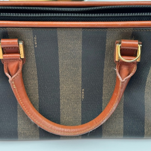 Fendi-Authentic- Pecan Canvas Boston Bag Brown / Black - Picture 11 of 16